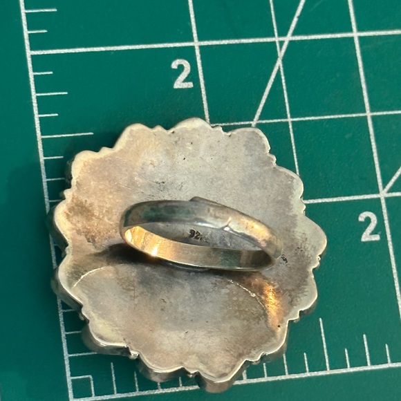 Blue turquoise inlay tile sterling silver statement ring - Picture 6 of 6